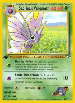 Sabrina's Venomoth Pokémon card, number 34