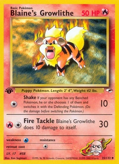 Blaine's Growlithe Pokémon card, number 35