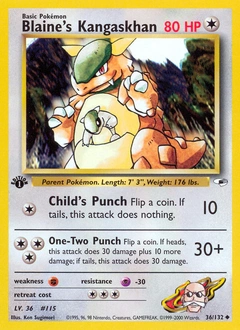 Blaine's Kangaskhan Pokémon card, number 36