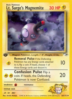 Lt. Surge's Magnemite Pokémon card, number 50