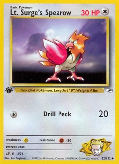 Lt. Surge's Spearow Pokémon card, number 52