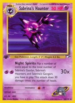 Sabrina's Haunter Pokémon card, number 58