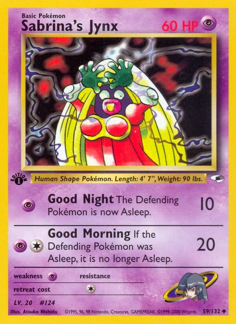 Sabrina's Jynx Pokémon card from Gym Heroes, number 59 (1st Edition print)