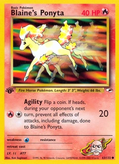 Blaine's Ponyta Pokémon card, number 63