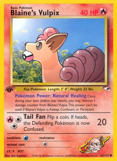 Blaine's Vulpix Pokémon card, number 65