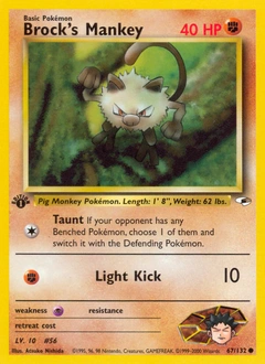 Brock's Mankey Pokémon card, number 67