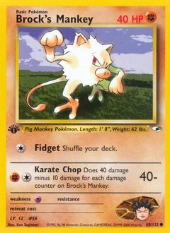 Brock's Mankey Pokémon card, number 68