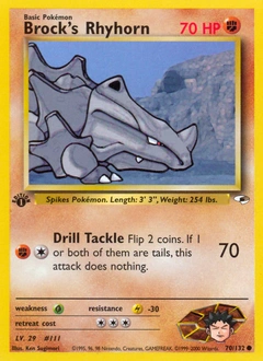 Brock's Rhyhorn Pokémon card, number 70