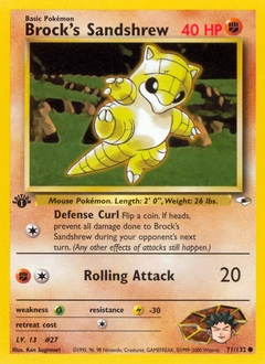 Brock's Sandshrew Pokémon card, number 71