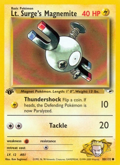 Lt. Surge's Magnemite Pokémon card, number 80