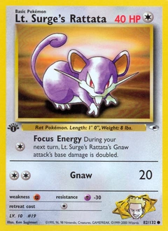 Lt. Surge's Rattata Pokémon card, number 82