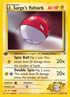 Lt. Surge's Voltorb Pokémon card, number 84