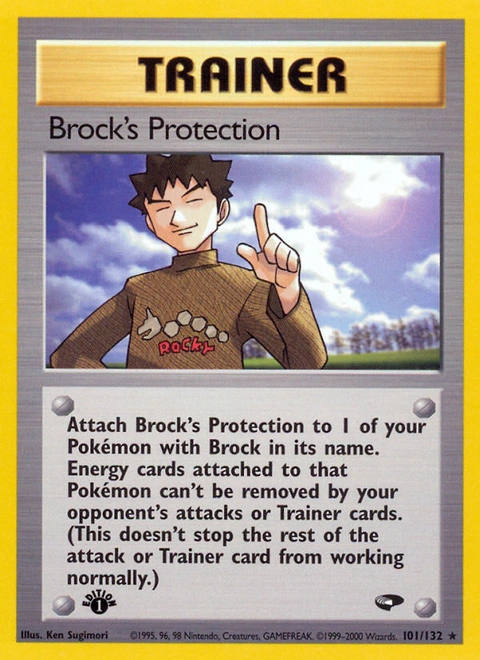 Brock's Protection Pokémon card from Gym Challenge, number 101 (1st Edition print)