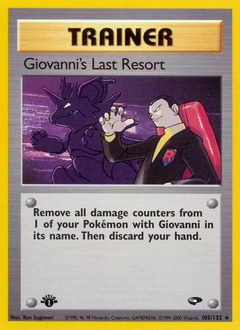 Giovanni's Last Resort Pokémon card, number 105