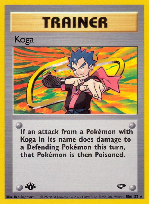 Koga Pokémon card from Gym Challenge, number 106 (1st Edition print)