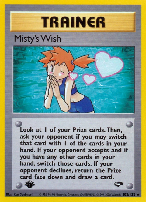 Misty's Wish Pokémon card from Gym Challenge, number 108 (1st Edition print)