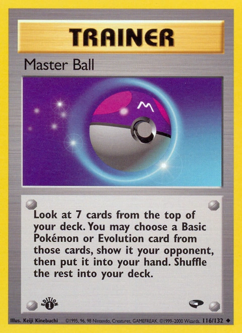 Master Ball Pokémon card from Gym Challenge, number 116 (1st Edition print)