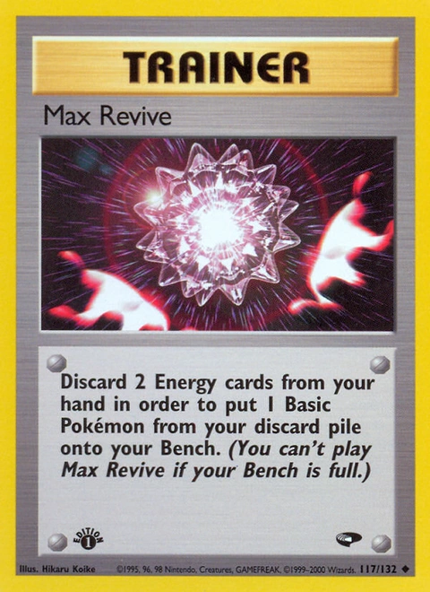 Max Revive Pokémon card from Gym Challenge, number 117 (1st Edition print)