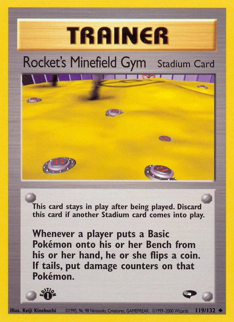 Rocket's Minefield Gym Pokémon card from Gym Challenge, number 119 (1st Edition print)