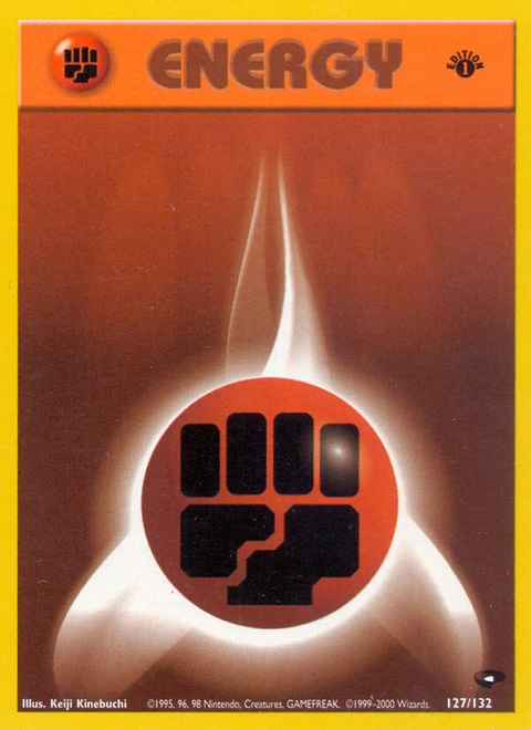 Fighting Energy Pokémon card from Gym Challenge, number 127 (1st Edition print)