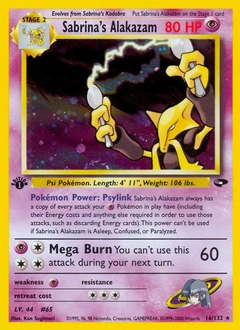 Sabrina's Alakazam Pokémon card, number 16