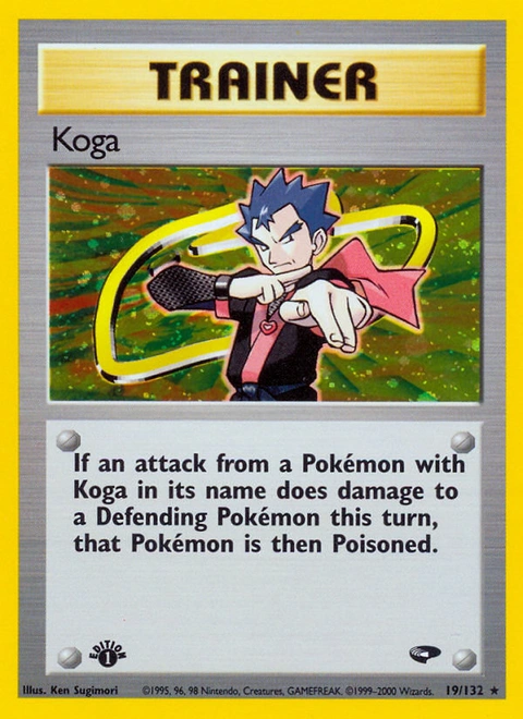Koga Pokémon card from Gym Challenge, number 19 (1st Edition print)