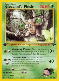 Giovanni's Pinsir Pokémon card, number 24