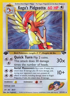 Koga's Pidgeotto Pokémon card, number 27