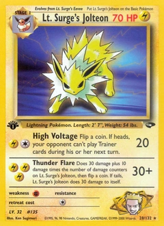 Lt. Surge's Jolteon Pokémon card, number 28