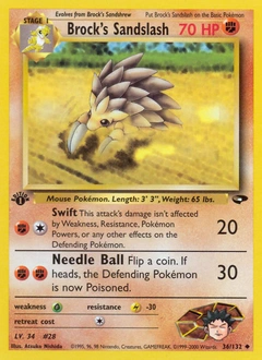 Brock's Sandslash Pokémon card, number 36
