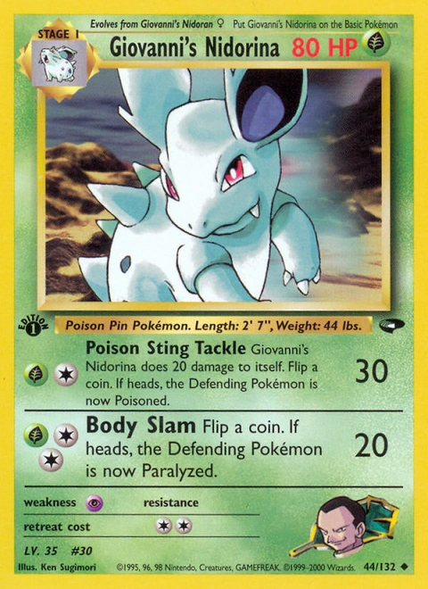 Giovanni's Nidorina Pokémon card from Gym Challenge, number 44 (1st Edition print)