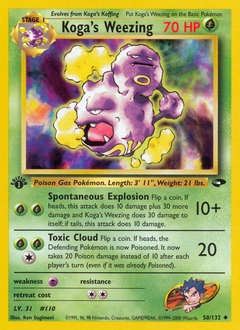 Koga's Weezing Pokémon card, number 50