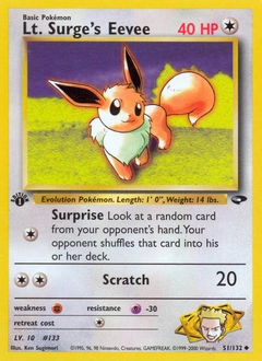 Lt. Surge's Eevee Pokémon card, number 51