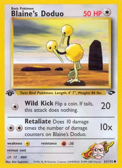 Blaine's Doduo Pokémon card, number 61