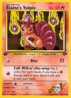 Blaine's Vulpix Pokémon card, number 66