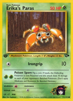 Erika's Paras Pokémon card, number 71