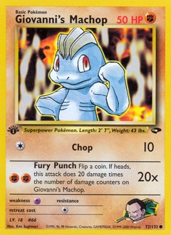 Giovanni's Machop Pokémon card, number 72