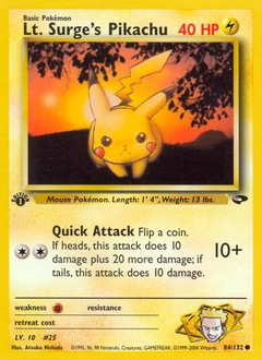 Lt. Surge's Pikachu Pokémon card, number 84