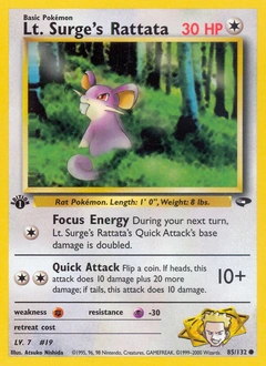 Lt. Surge's Rattata Pokémon card, number 85