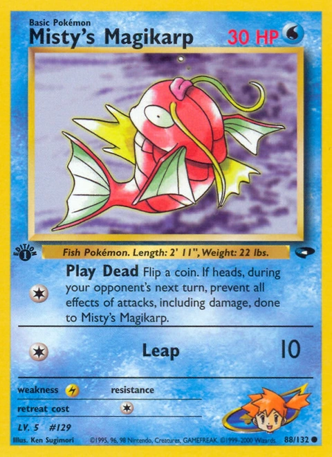 Misty's Magikarp Pokémon card from Gym Challenge, number 88 (1st Edition print)