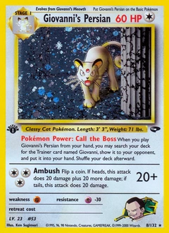 Giovanni's Persian Pokémon card, number 8