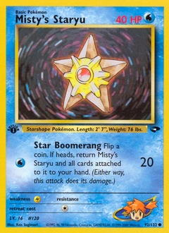 Misty's Staryu Pokémon card, number 92