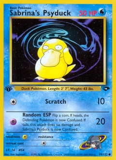 Sabrina's Psyduck Pokémon card, number 99
