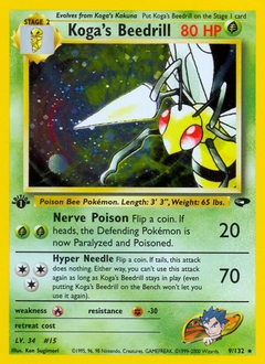 Koga's Beedrill Pokémon card, number 9