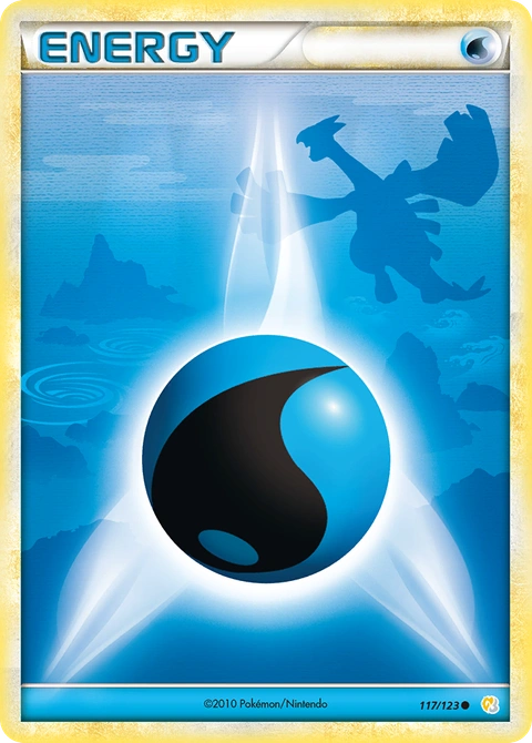 Water Energy Pokémon card from HeartGold & SoulSilver, number 117 (Standard print)