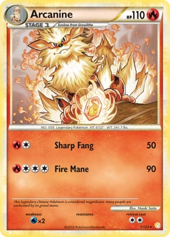 Arcanine Pokémon card, number 1