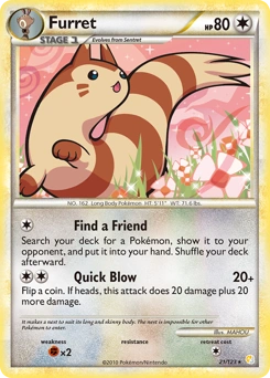 Furret Pokémon card, number 21