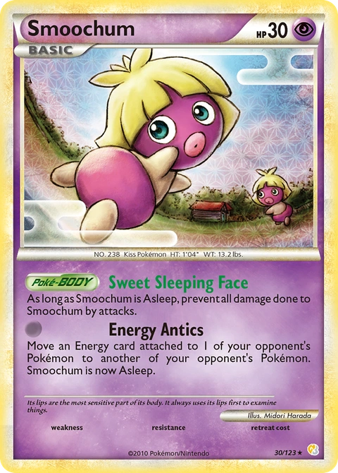 Smoochum Pokémon card from HeartGold & SoulSilver, number 30 (Standard print)