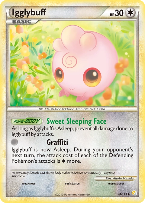 Igglybuff Pokémon card from HeartGold & SoulSilver, number 44 (Standard print)