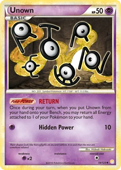 Unown Pokémon card, number 54